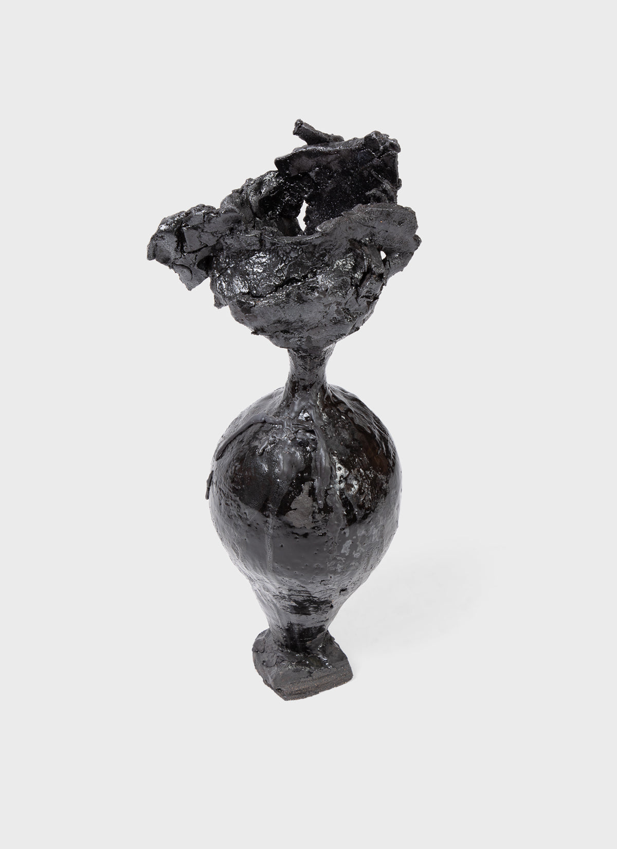 AnnaLeaClelia Tunesi Tall Sculptural Vessel Glossy Black