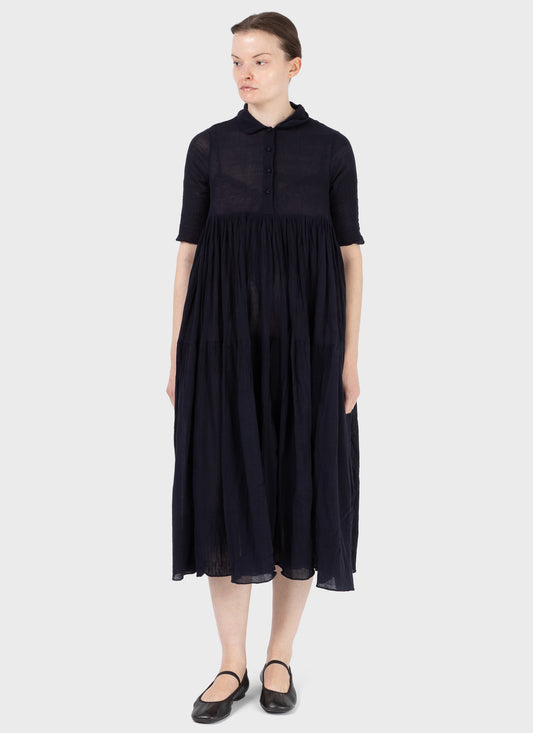 Maku Crushed Cotton Dress Navy