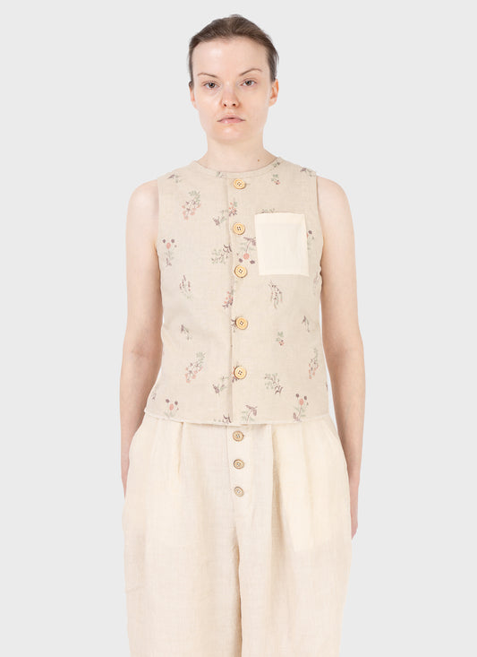 A Tentative Atelier Floral Ribbons Waistcoat