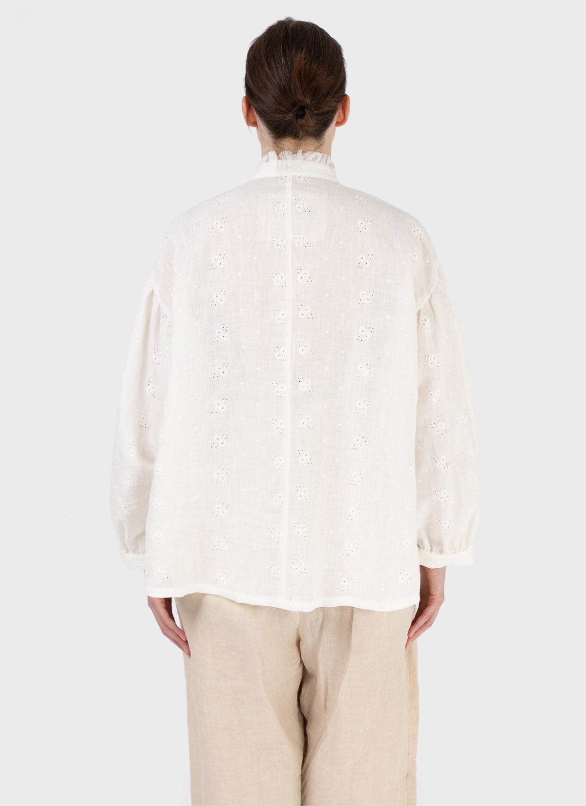 A Tentative Atelier Embroidery Stand Collar Shirt