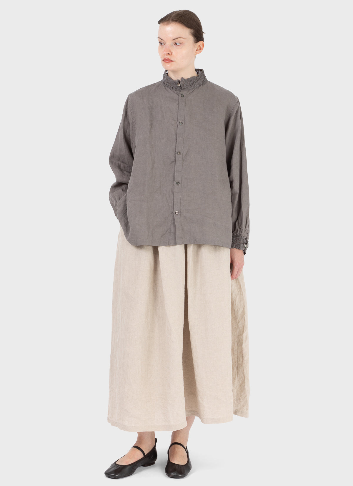 Ichi Antiquités Linen Shirt Charcoal