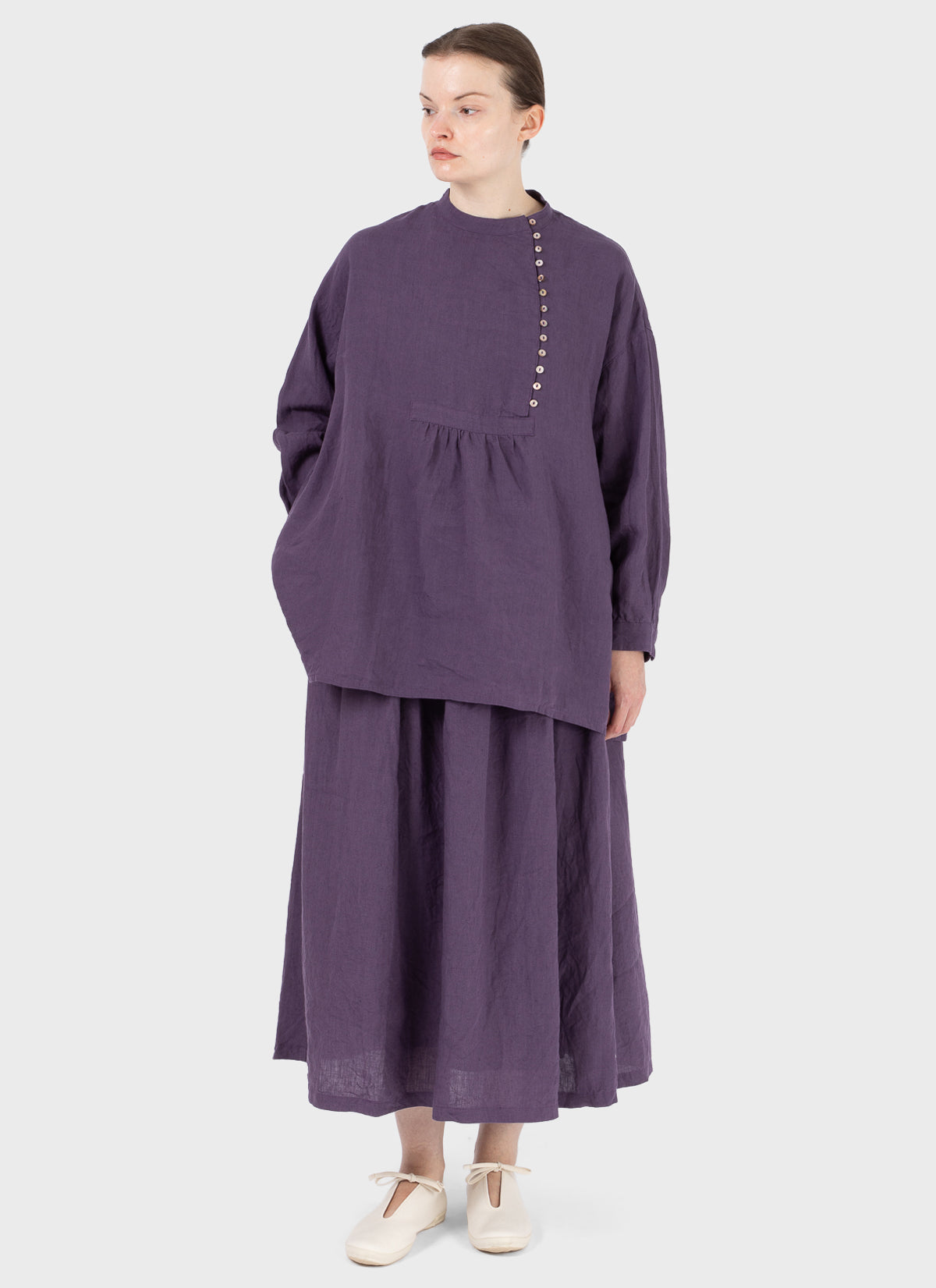 Ichi Antiquités Linen Skirt Purple
