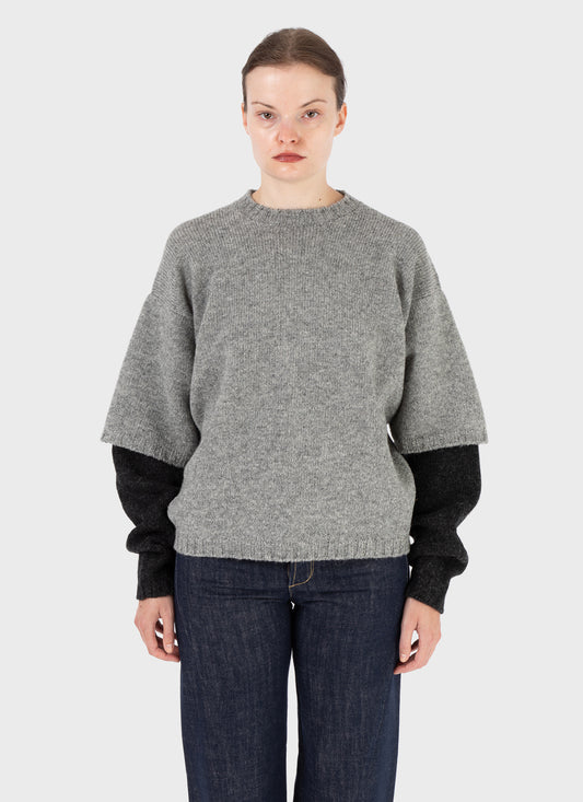 E RT Kingdom Shetland Knit Contrast Double Sleeve Jumper