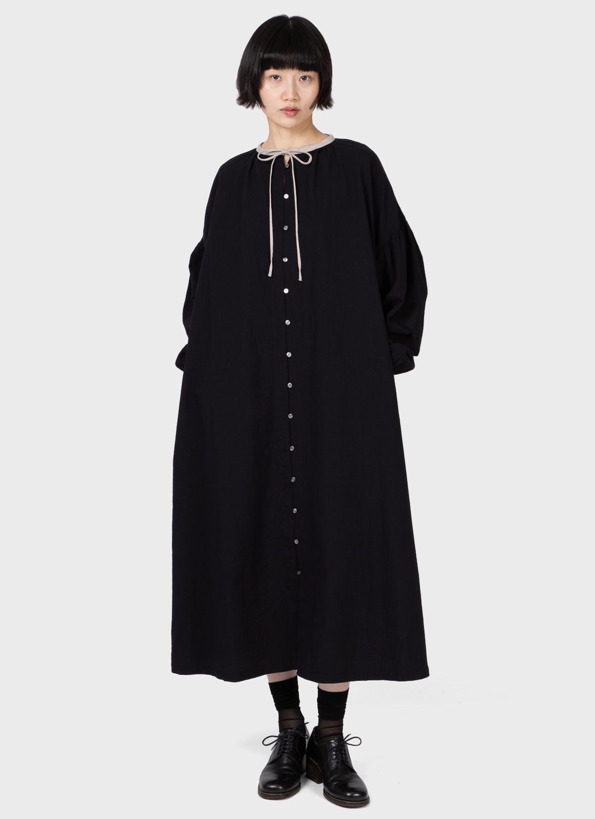 Ichi Antiquités Cotton Cashmere Dress Black