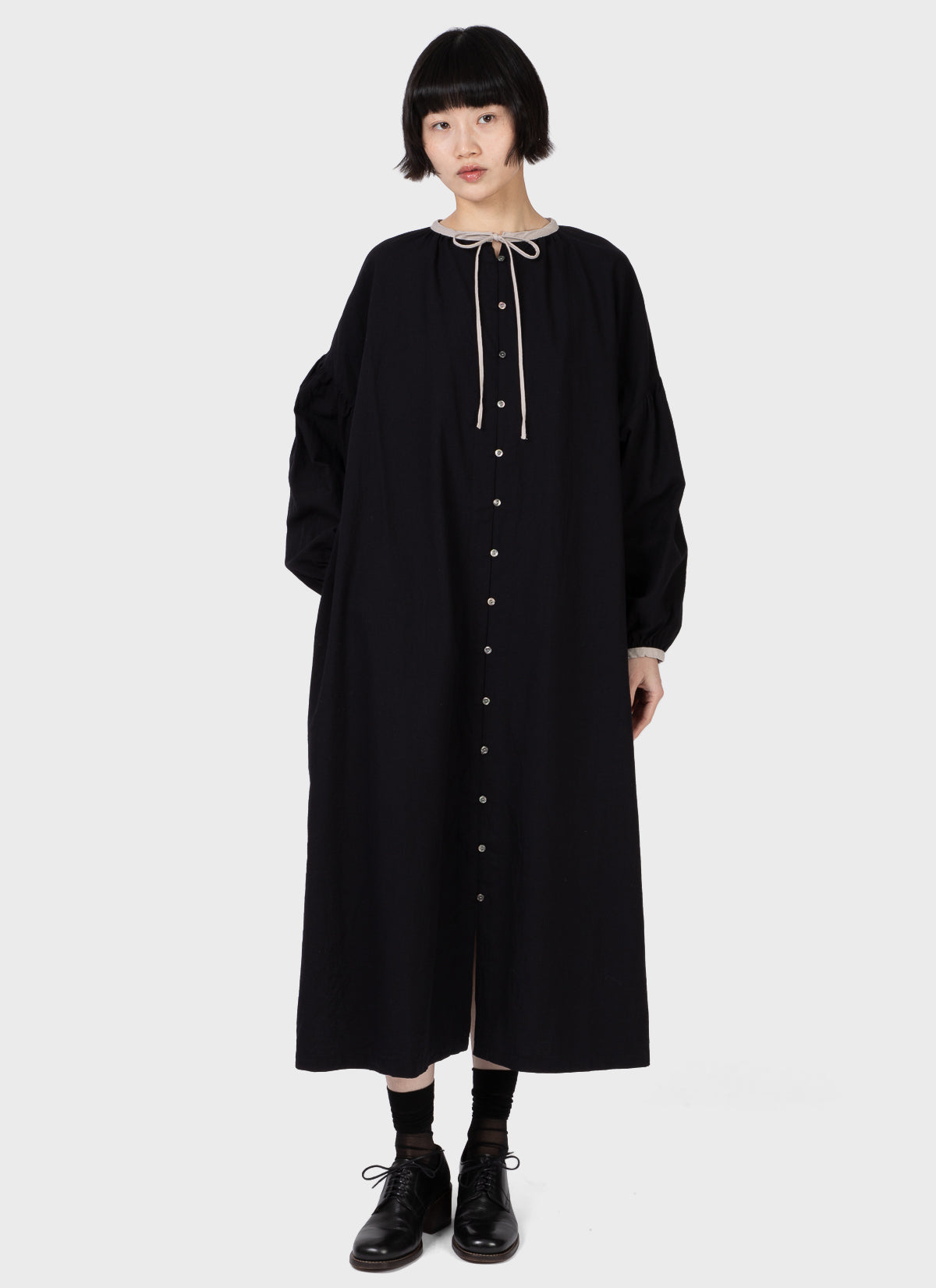 Ichi Antiquités Cotton Cashmere Dress Black