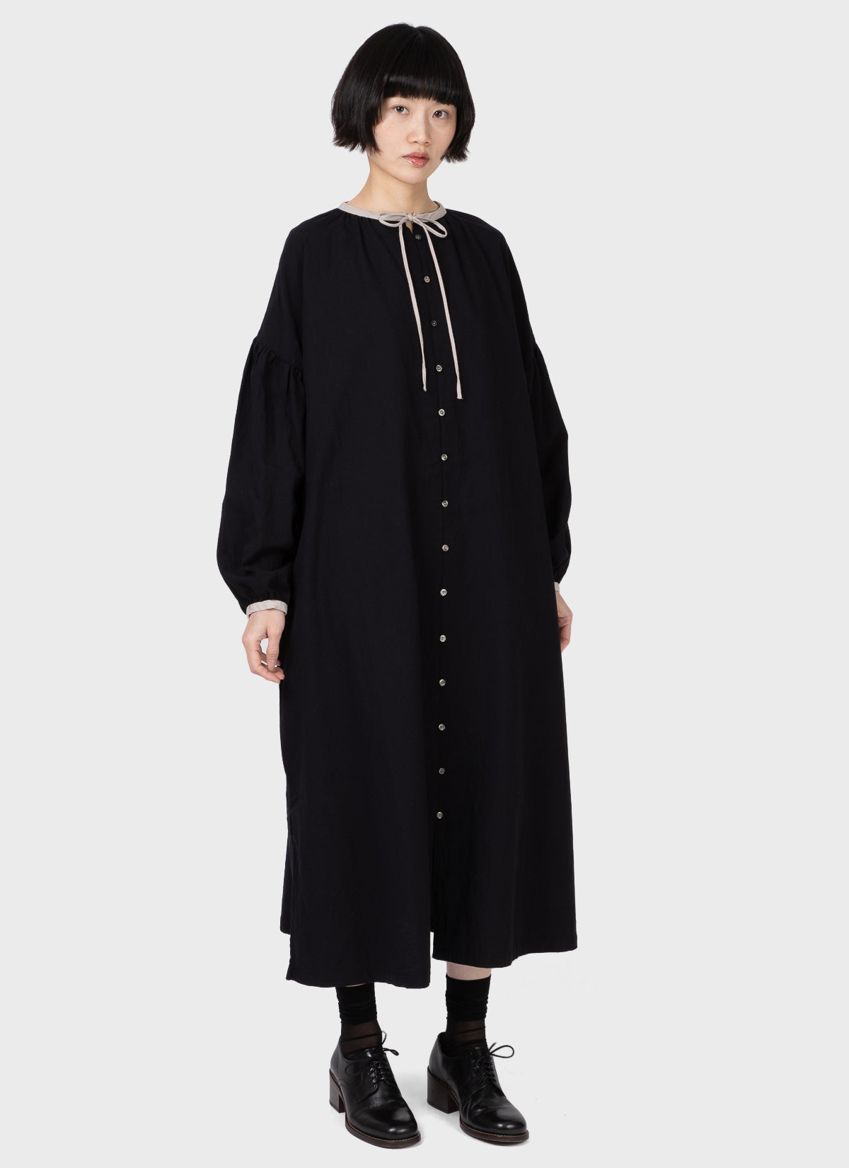 Ichi Antiquités Cotton Cashmere Dress Black