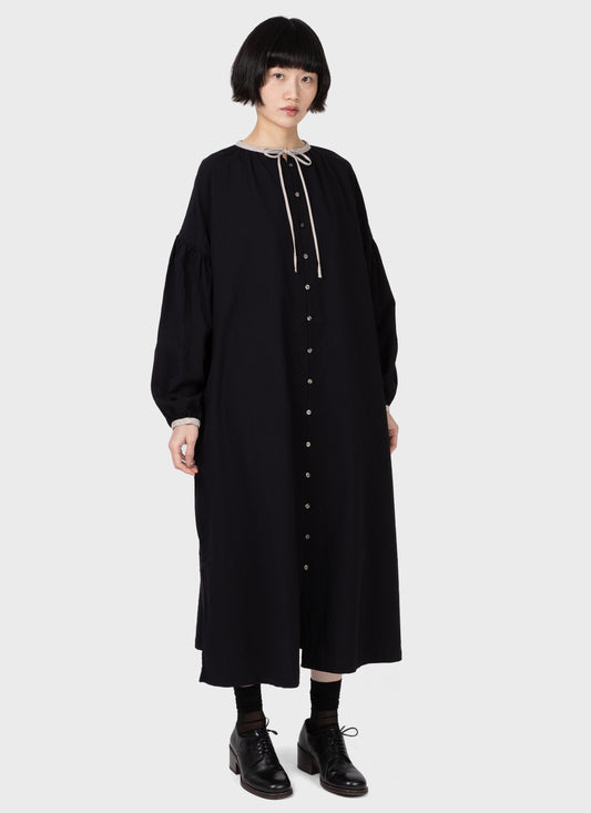 Ichi Antiquités Cotton Cashmere Dress Black