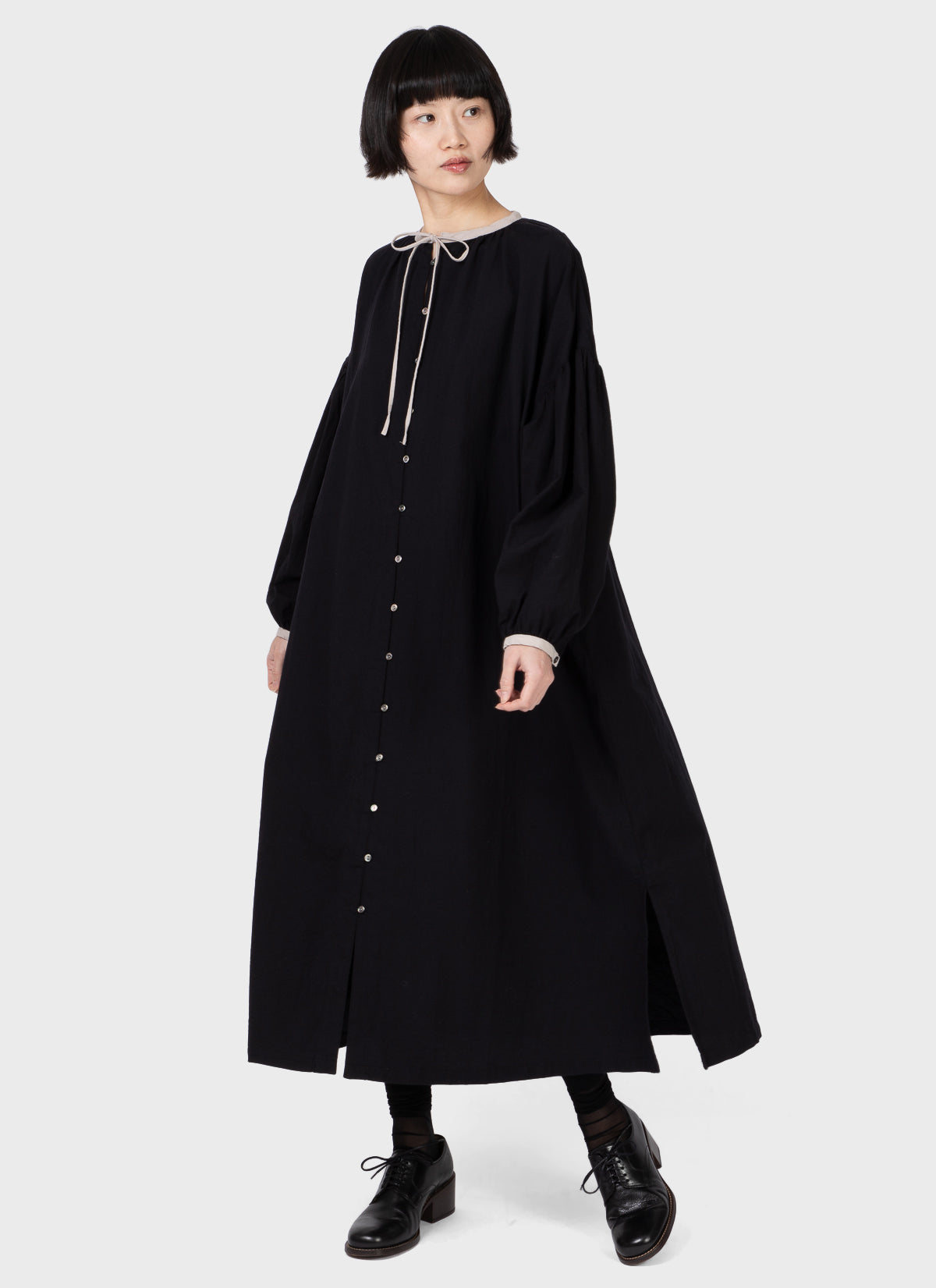 Ichi Antiquités Cotton Cashmere Dress Black