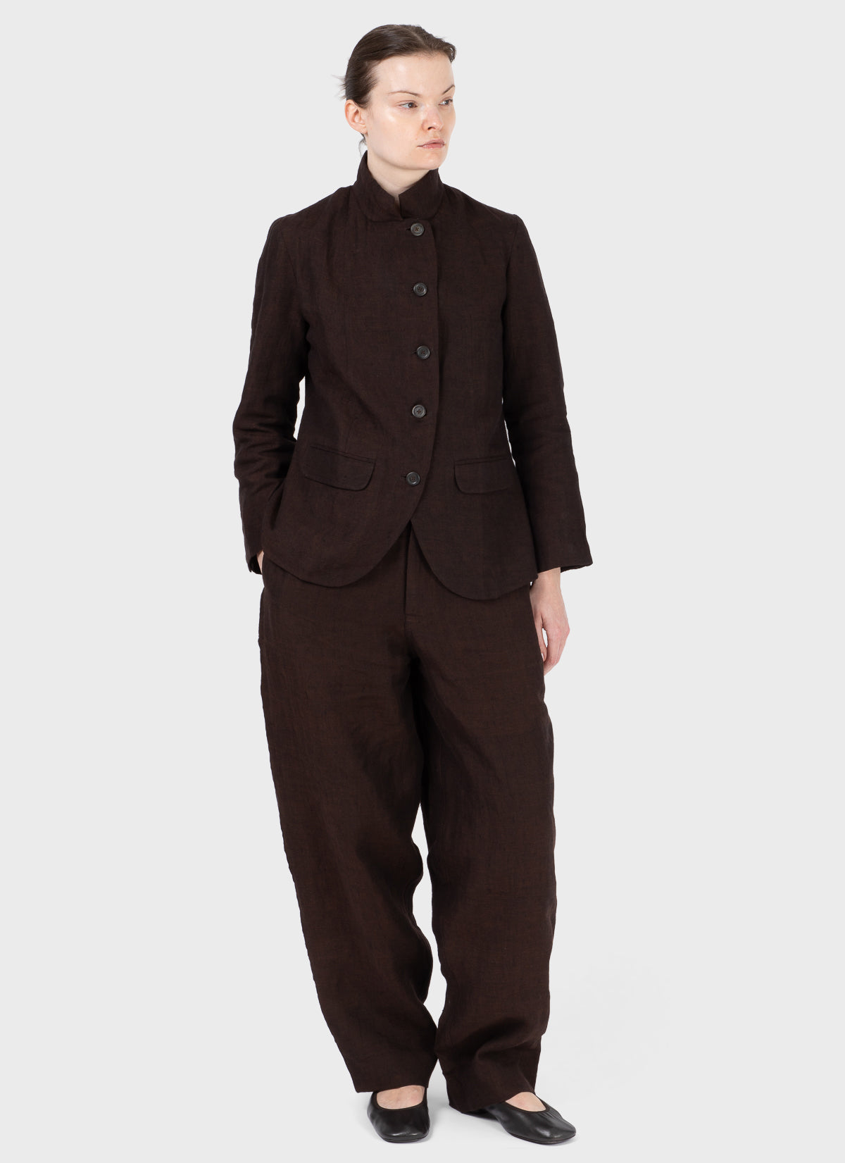 Maku Stand Collar Jacket Brown