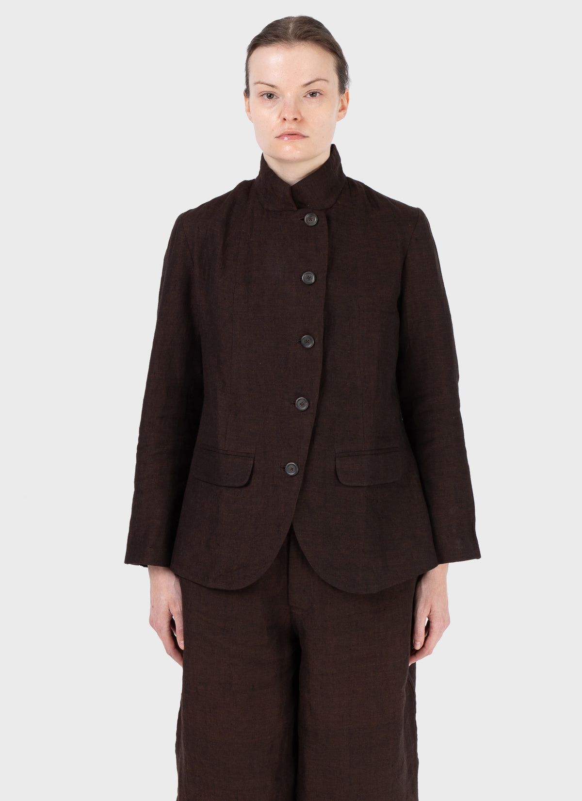 Maku Stand Collar Jacket Brown