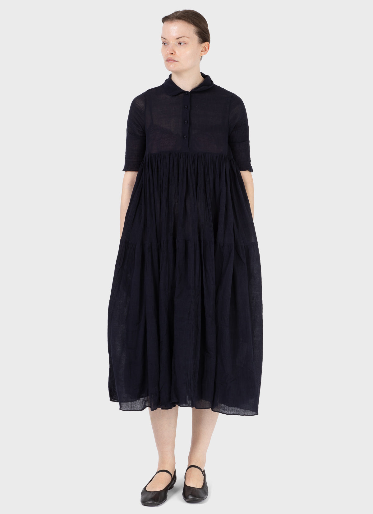 Maku Crushed Cotton Dress Navy
