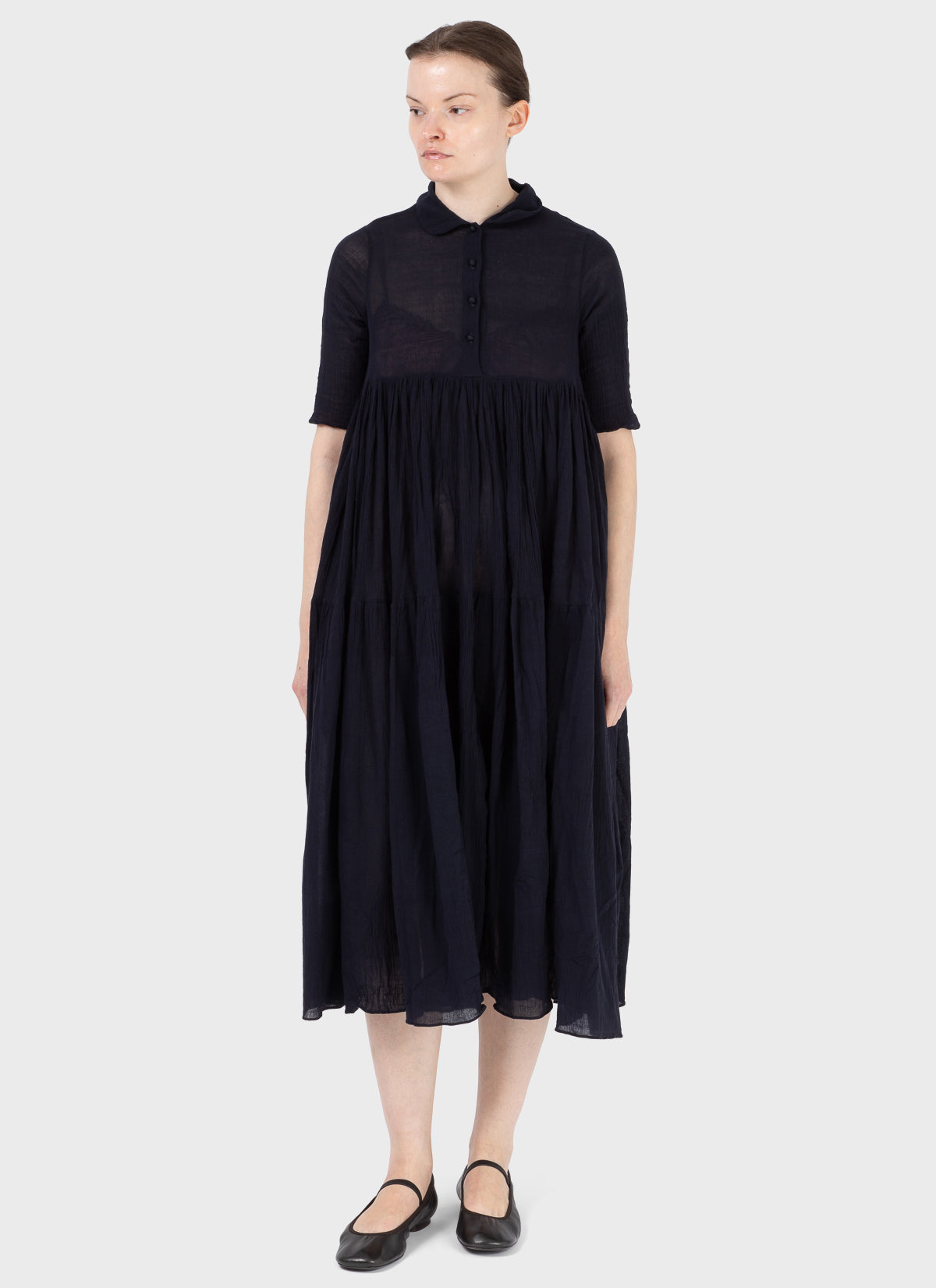 Maku Crushed Cotton Dress Navy