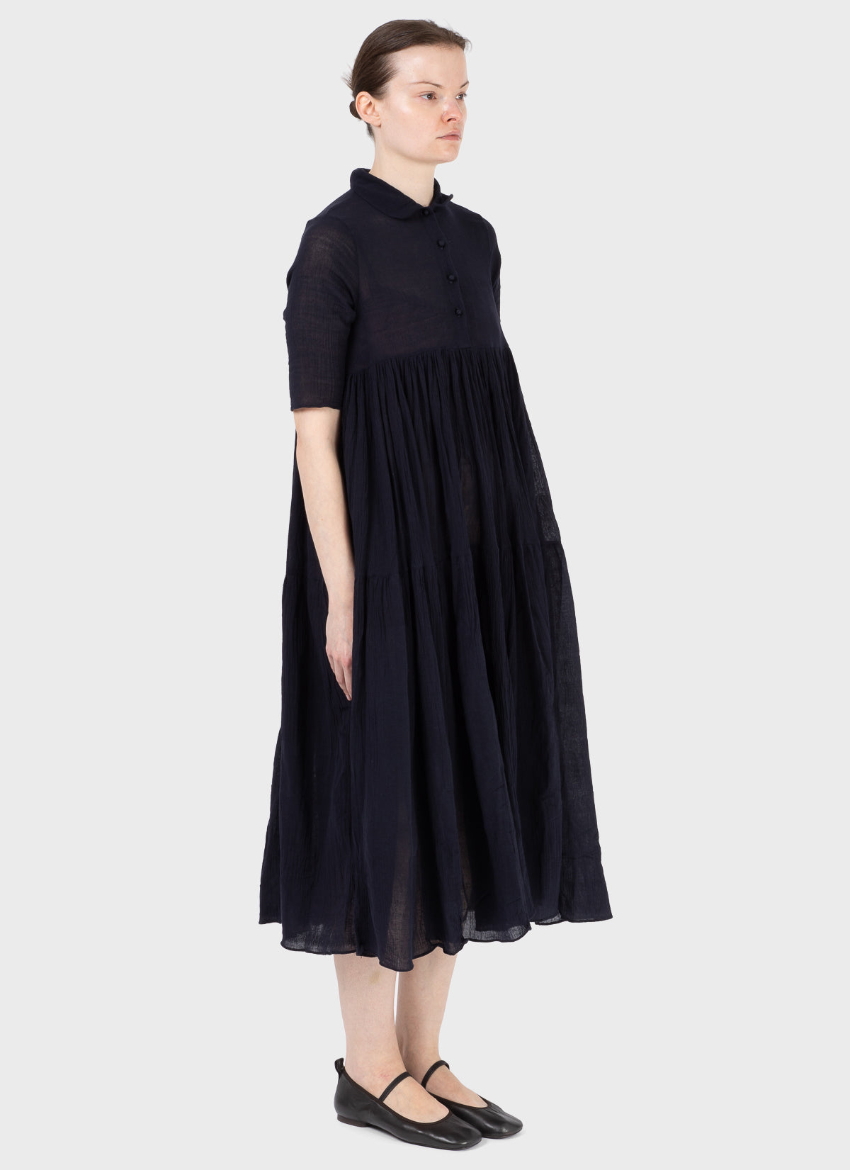 Maku Crushed Cotton Dress Navy