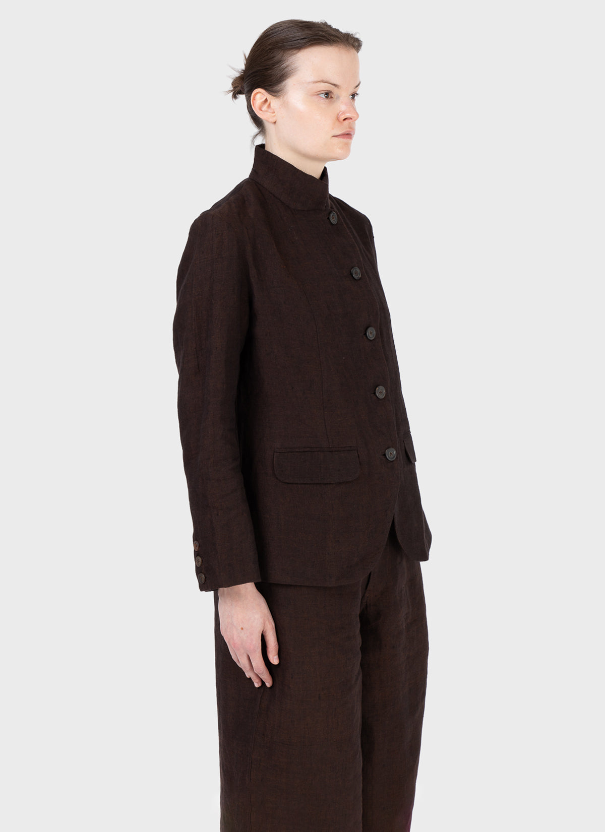 Maku Stand Collar Jacket Brown