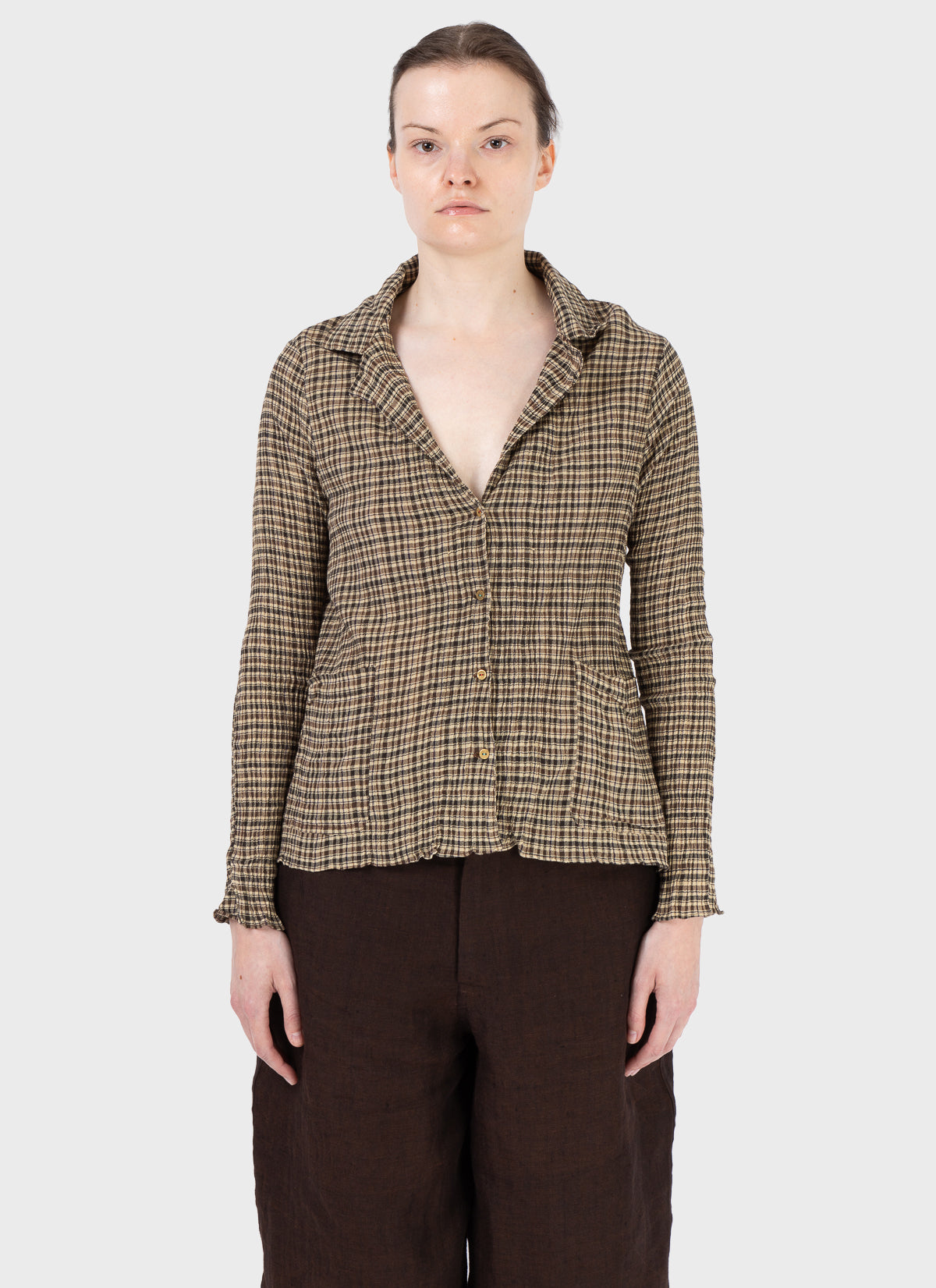 Maku Crushed Cotton Jacket Check