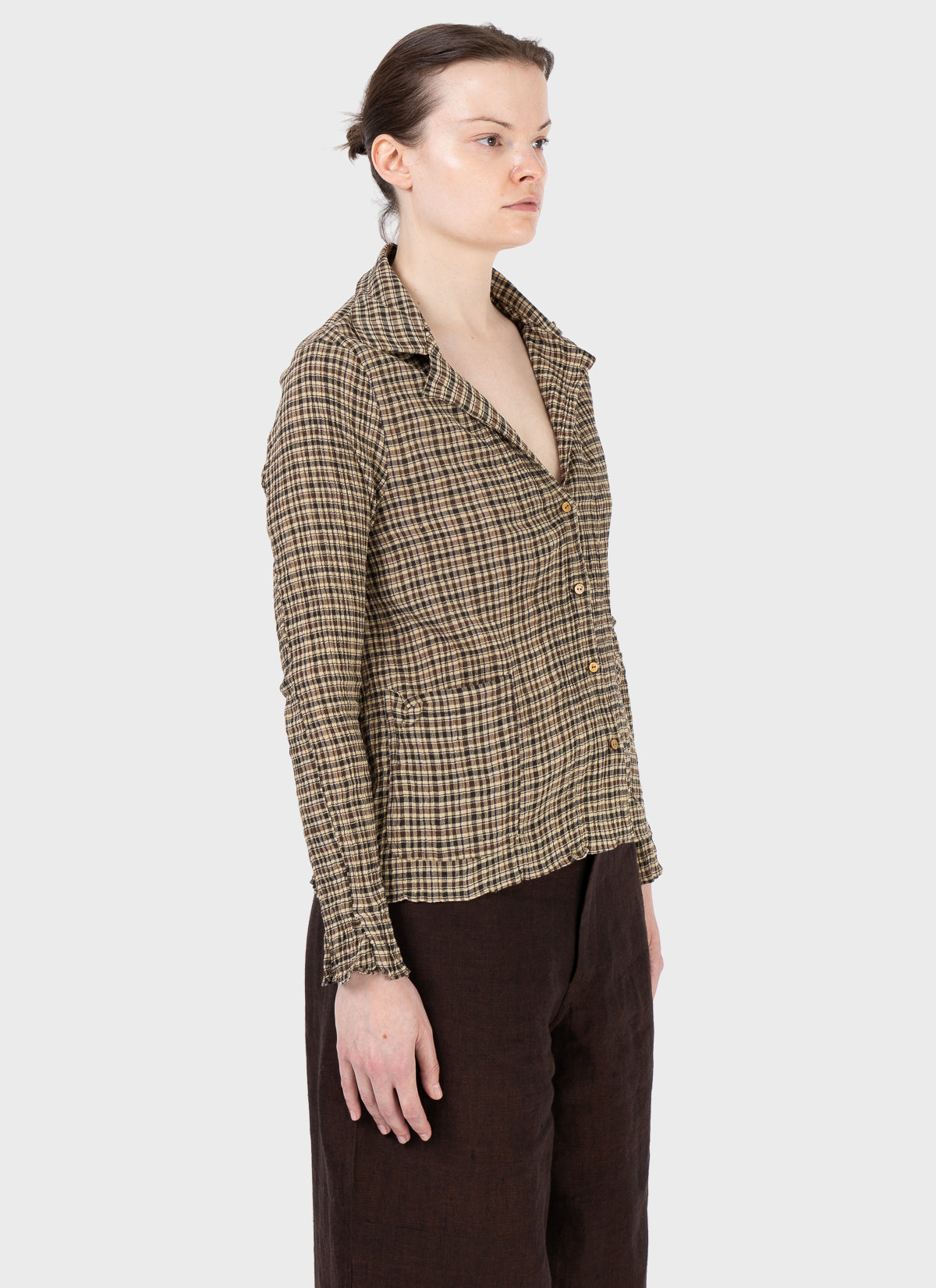 Maku Crushed Cotton Jacket Check