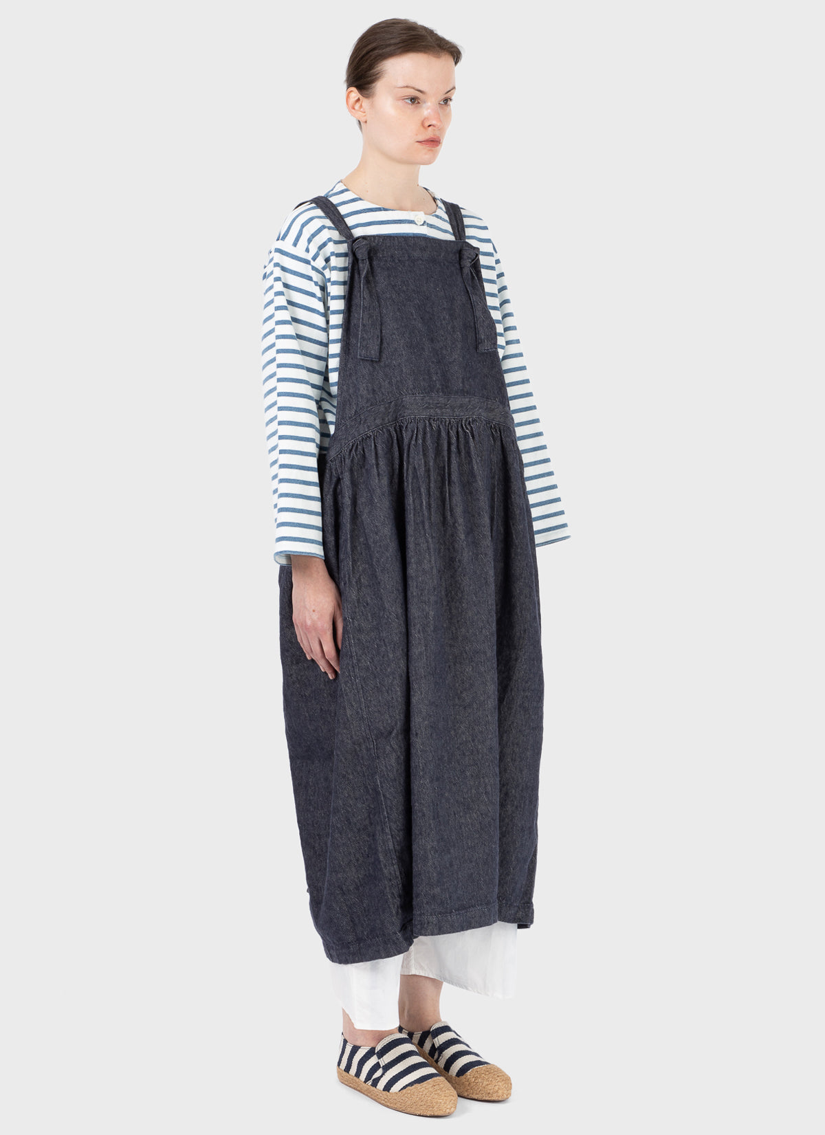 Ichi Antiquités Denim Apron Dress Navy