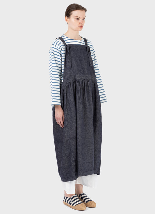 Ichi Antiquités Denim Apron Dress Navy
