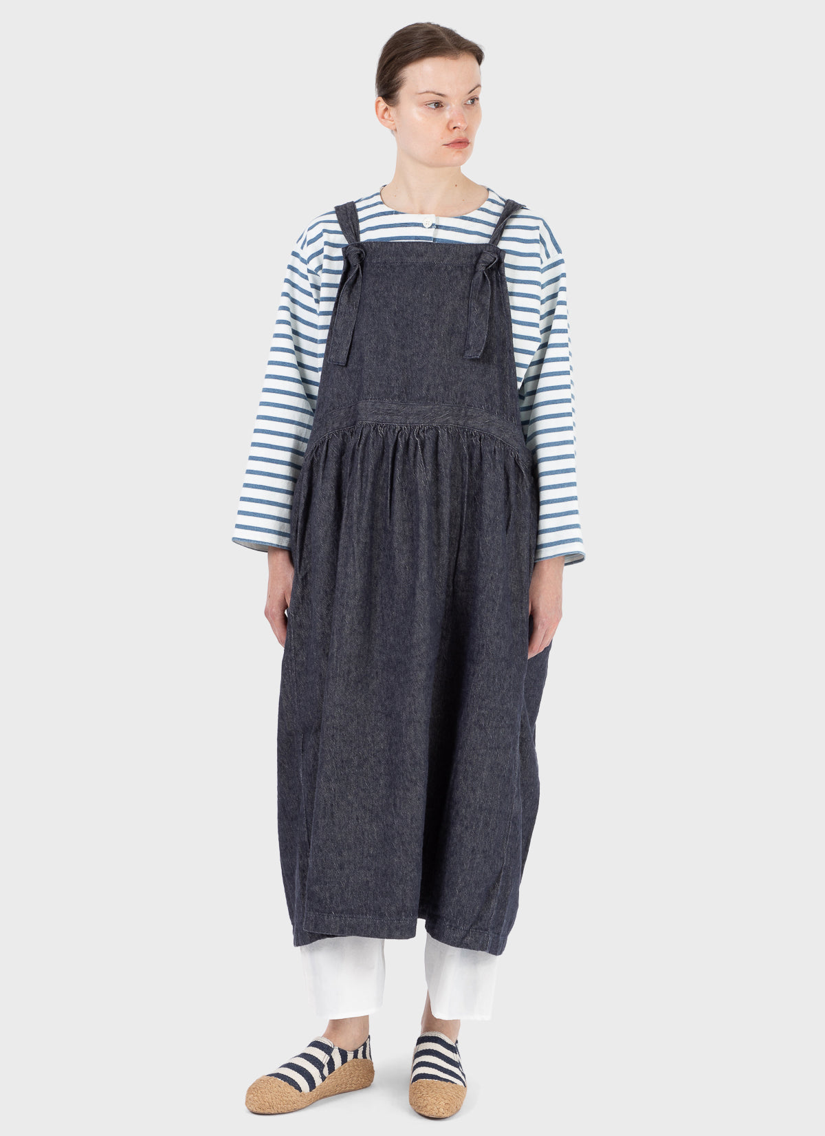 Ichi Antiquités Denim Apron Dress Navy