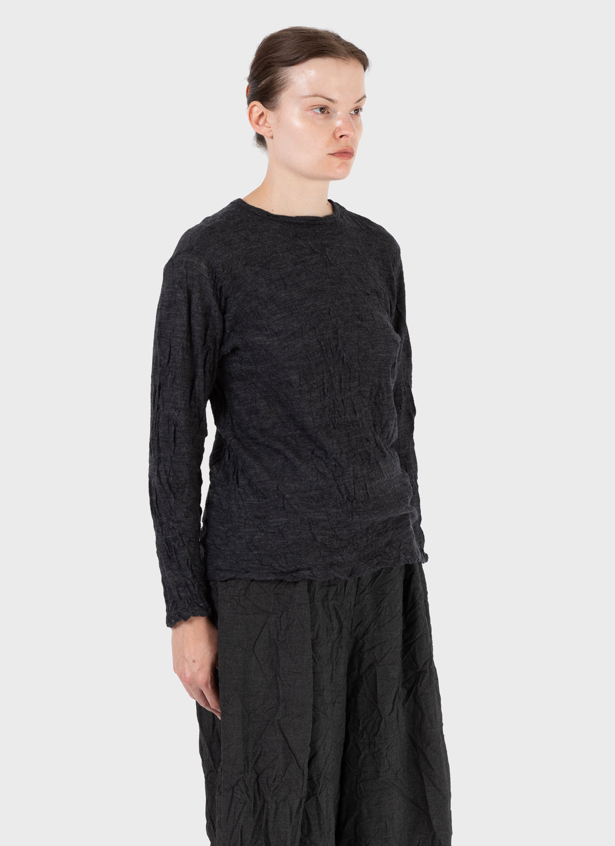 Pas De Calais Wool Gauze Jersey Knit Crewneck Pullover