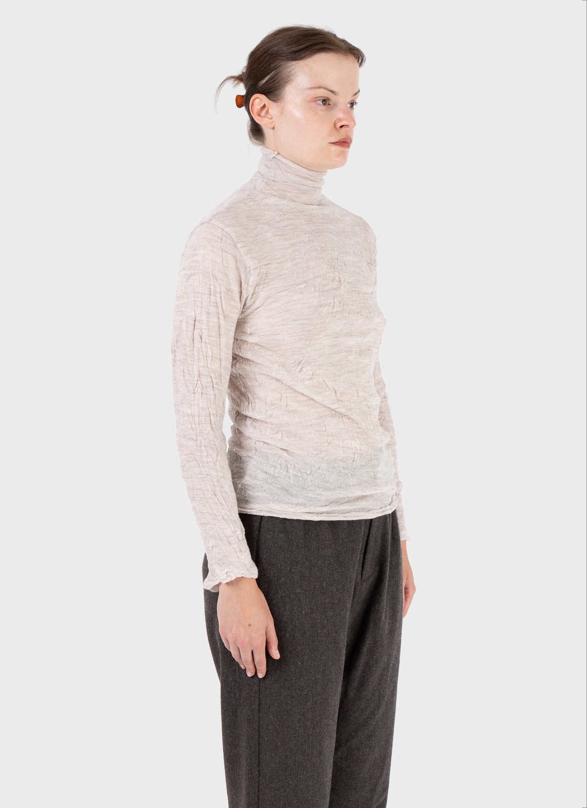 Pas De Calais Wool Gauze Jersey Knit Turtleneck Pullover