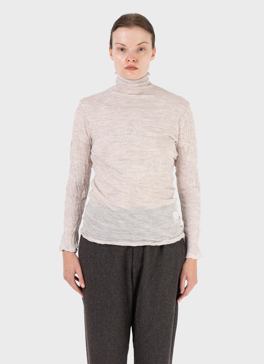Pas De Calais Wool Gauze Jersey Knit Turtleneck Pullover