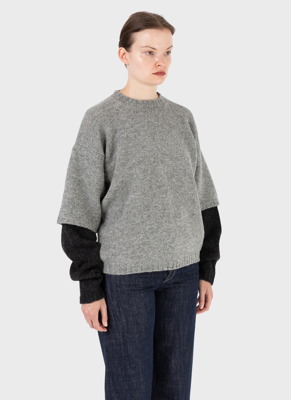 E RT Kingdom Shetland Knit Contrast Double Sleeve Jumper
