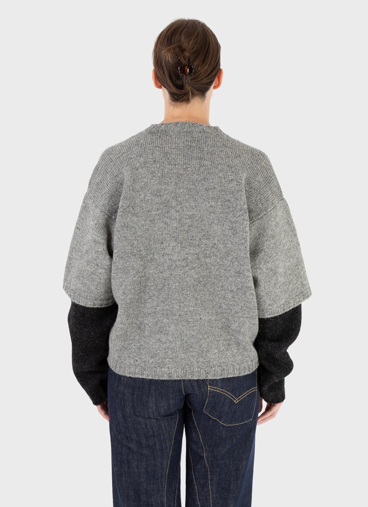 E RT Kingdom Shetland Knit Contrast Double Sleeve Jumper