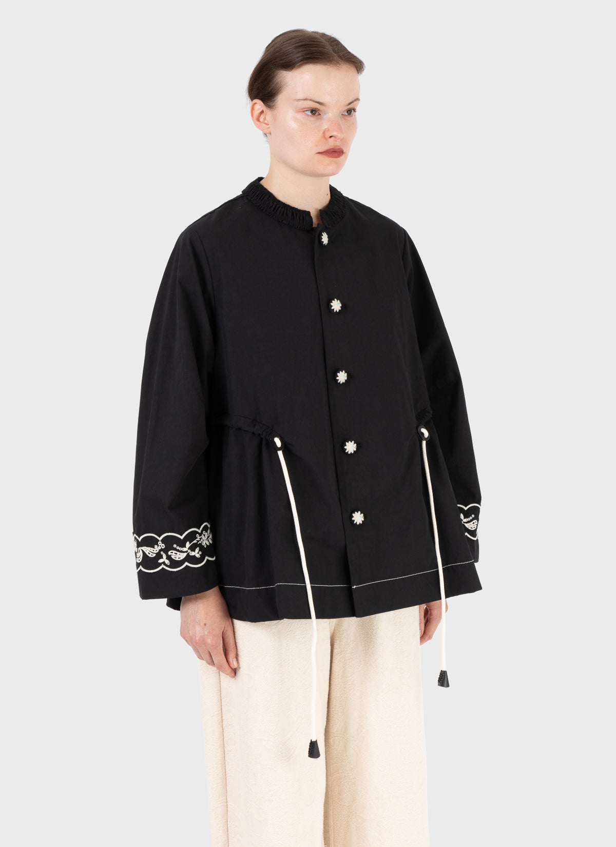 Renli Su Embroidered Short Trench Coat