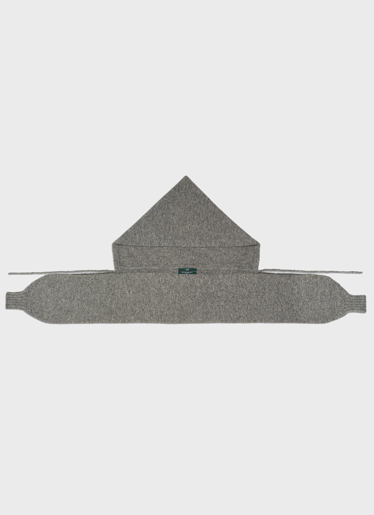 E RT Kingdom Shetland Knit Hooded Sleeves Grey Scarf