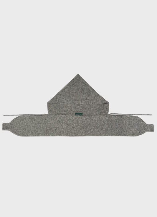 E RT Kingdom Shetland Knit Hooded Sleeves Grey Scarf