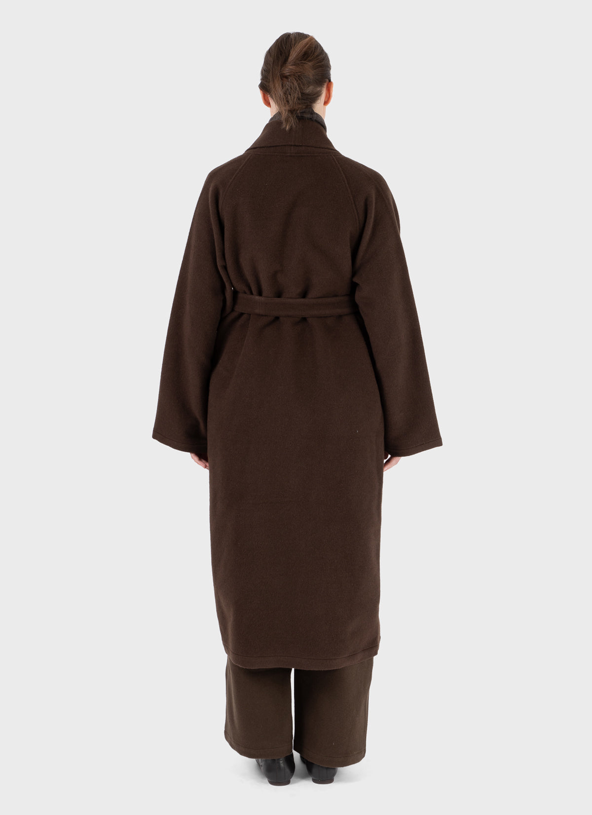Mittan Wool Silk Camel Hanbok Coat Long