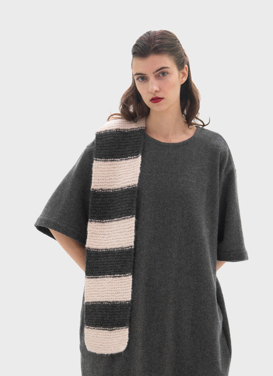 Nitto Ragazzo Knit Cashmere Scarf White Grey